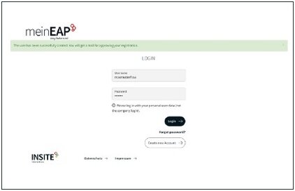 meinEAP introduction - view of the login form